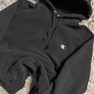 2000s Champion Reverse Weave Black Hoodie